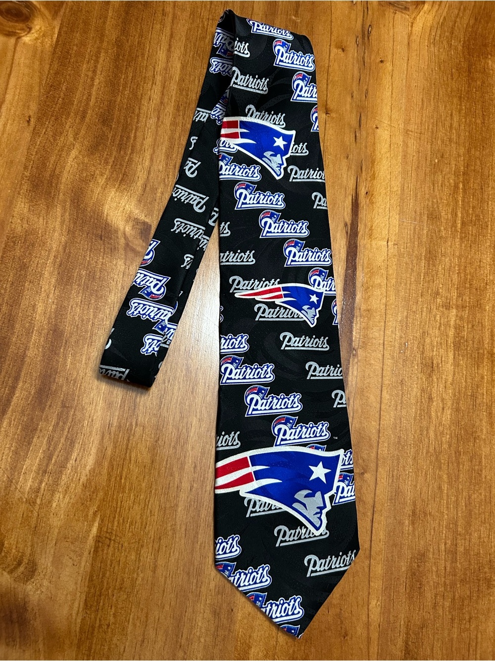 New England Patriots Logo Silk Tie - Black with Blue & Red Ralph Marlin
